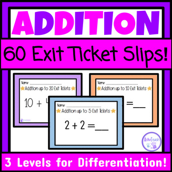 Preview of Basic Addition Exit Ticket Slips Assessments Simple Addition Facts Special Ed