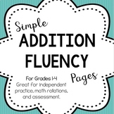 Simple Addition Fluency Pages