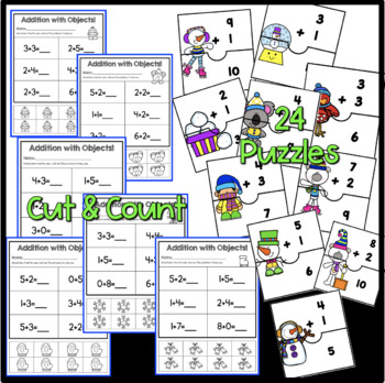 simple addition practice worksheets winter theme tpt