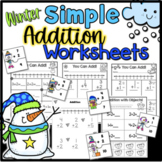 Simple Addition Practice Worksheets Winter Theme 0-10