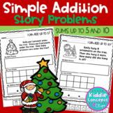 Simple Addition Story Problems Worksheets Christmas Theme