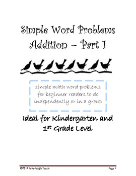 Preview of Simple Addition & Subtraction Word Problems for Beginner Readers Bundle