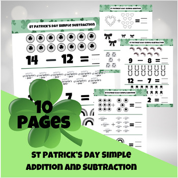 Preview of Simple Addition and Subtraction St Patrick's Day Themed Math Worksheets