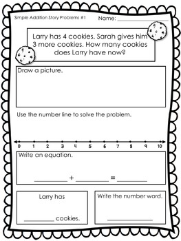Preview of Simple Addition and Subtraction Story Problem {Word Problem} Practice Sheets