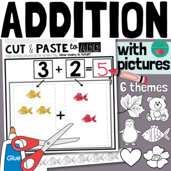 Preview of Addition to 10 with Pictures - Cut and Past Addition to 10