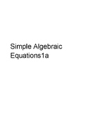 Simple Algebraic Equations 1a