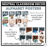 Simple Alphabet Posters Color and B&W | Neutral Classroom Decor