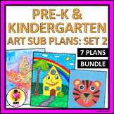 Simple Art Sub Lesson Plans Bundle Pre-K, Kindergarten & 1