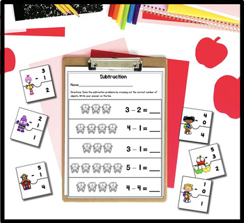 simple back to school subtraction worksheets kindergarten