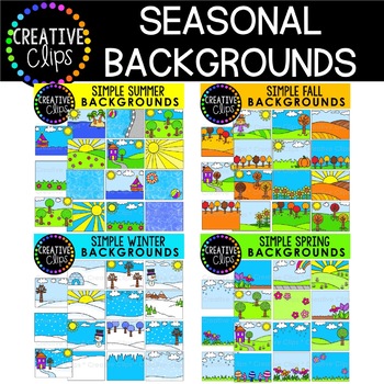 Preview of Simple Backgrounds: Spring, Summer, Fall, Winter Backgrounds Bundle