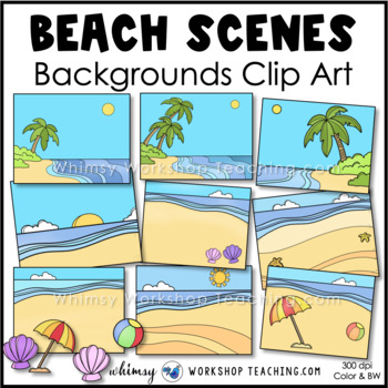 Simple Beach Scene Backgrounds Clip Art by Whimsy Workshop Teaching