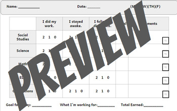 Preview of Simple Behavior Tracking Sheet