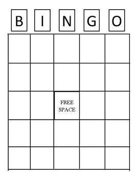 Simple Bingo Card Template by Jenny from the Rock | TpT