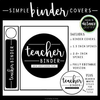 Preview of Simple Black and White Binder Covers