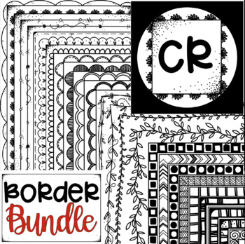 Preview of Simple Black and White Doodle Page Border Bundle