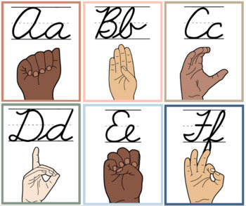 Preview of Simple Boho Cursive/ASL Alphabet