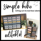 Simple Boho: EDITABLE Teacher Tool Box and 10-Drawer Rolli