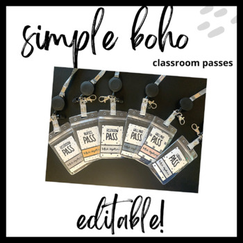 Preview of Simple Boho: Editable Hall Passes