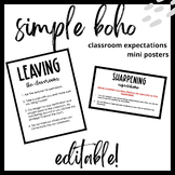 Simple Boho: Editable Small Classroom Expectation Posters