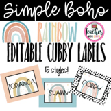 Simple Boho Rainbow Editable Cubby Labels