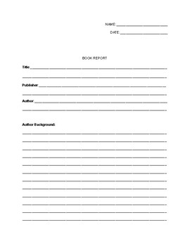 Preview of Simple Book Report Worksheet