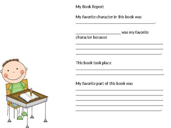 Preview of Simple Book Report for Kindergarten, 1st, 2nd & 3rd grades