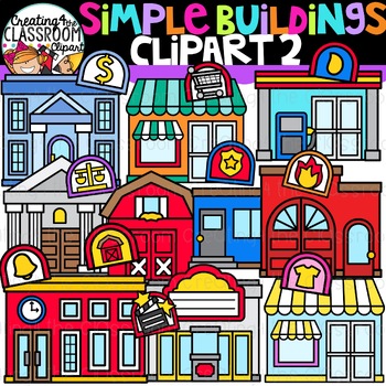 Preview of Simple Buildings 2 Clipart {Building a Map Clipart}