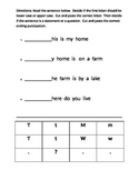 Simple Capitalization and Punctuation Cut and Paste Activity