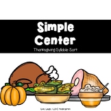 Simple Center- Thanksgiving Syllable Sort