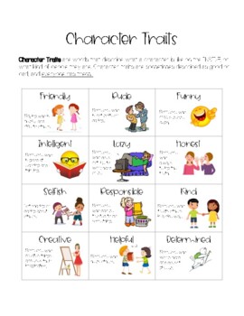 Character Traits With Visual Teaching Resources Tpt