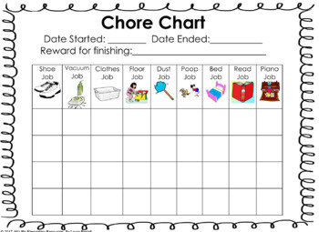 Preschool Chore Chart With Pictures