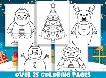Preview of Simple Christmas Coloring Book, 25 Printable Christmas Coloring Pages for Kids
