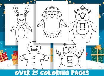 Merry Christmas Coloring Book For Kids: Easy Large Picture Xmas