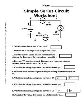 Preview of Simple Series Circuit Worksheet 1 - Distance Learning