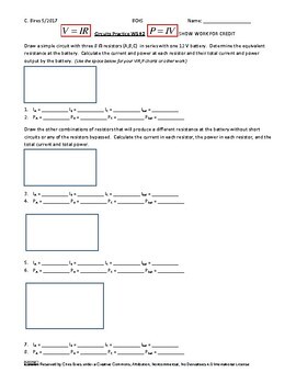 Preview of Simple Circuits Practice Worksheet EDITABLE, *Key Included* w/ old pdfs