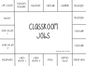 Preview of Simple Classroom Jobs Chart-EDITABLE Template Included