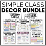 Simple Classroom Organization and Decor Bundle with Editab