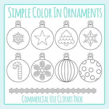 Preview of Simple Coloring Christmas Ornaments / Baubles Templates Clip Art / Clipart