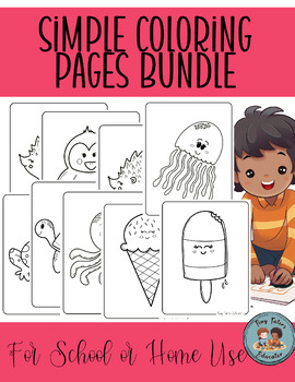 Preview of Simple Coloring Pages Bundle--Early Finishers, Toddler, Preschool Kindergarten