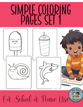 Preview of Simple Coloring Pages, Toddler Coloring, Pre-K and Kinder Early Finishers(Set 1)