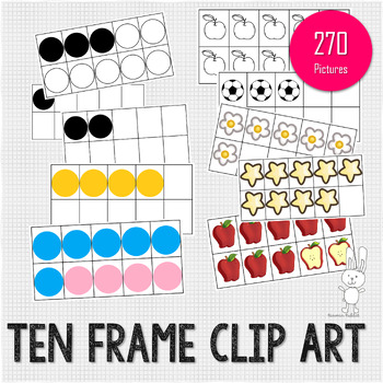 Preview of Simple Colors And Pictures Ten Frames Math Clipart | For TPT Seller