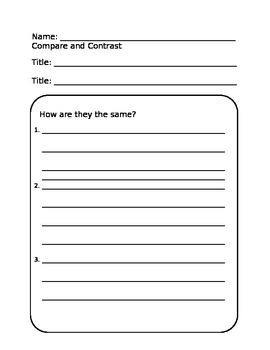 Preview of Simple Compare/ Contrast Sheet