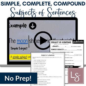 Preview of Simple, Complete, Compound Subject of a Sentence Grammar Video Lesson & Practice