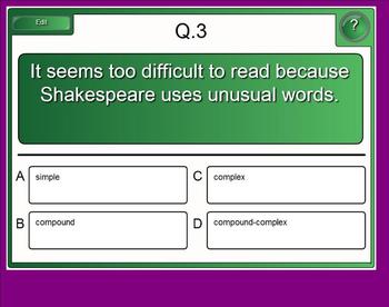 Preview of Simple Compound Complex Compound-Complex Sentence Exercise for Smartboard