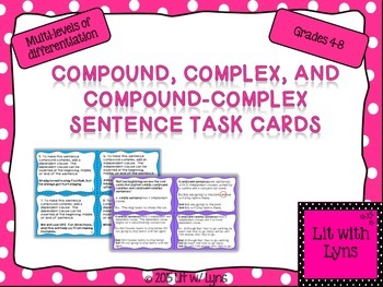 Preview of Simple, Compound, Complex, & Compound-Complex Task Card Sample