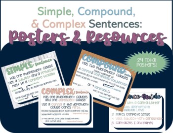 Preview of Simple, Compound, Complex Sentence Posters and Resources