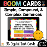 Simple, Compound, & Complex Sentences BOOM CARDS Task Card