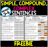 Simple, Compound, Complex Sentences FREEBIE