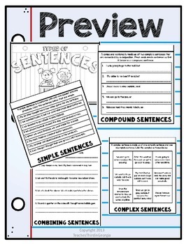 Simple, Compound, Complex Sentences Interactive Flipbook | TpT