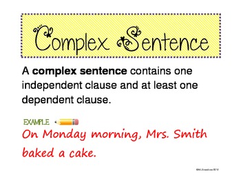 Simple, Compound, Complex Sentences Poster Handout by MaryLou Breedlove